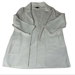 Quince Women’s Size Medium Cardigan Sweater Blazer Jacket Solid White Open Front